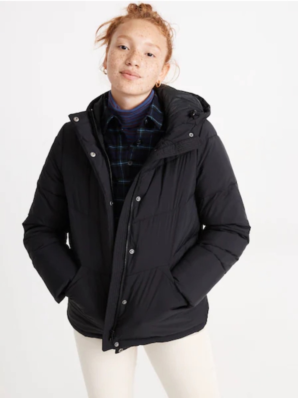 Madewell Quilted Puffer Parka Black . Size S. Style AE332